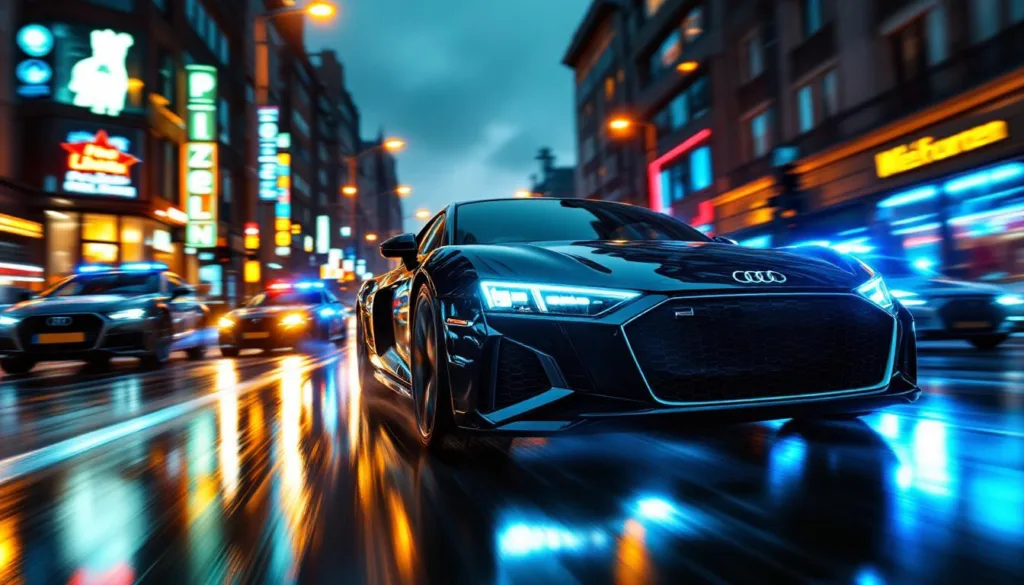 ein zwölfjähriger junge fährt heimlich papas audi durch die stadt und gerät in eine aufregende verfolgungsjagd mit der polizei.