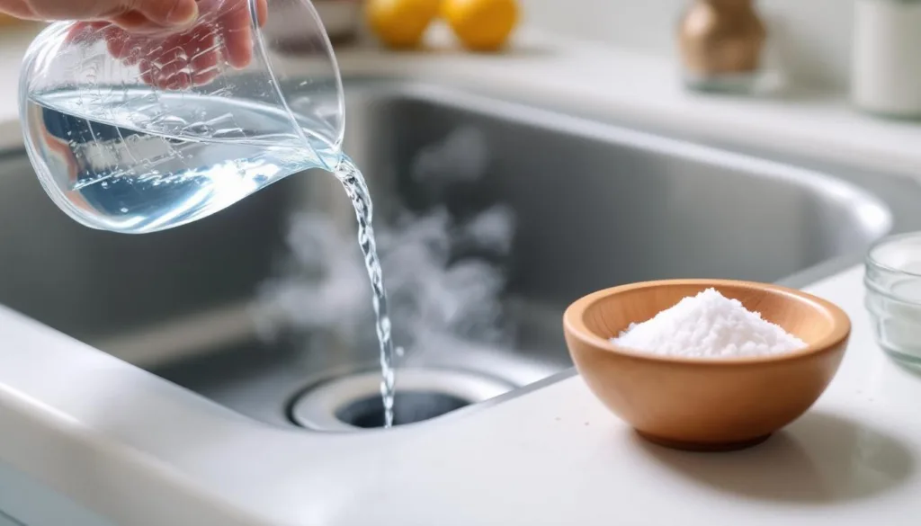 entdecken sie eine effektive methode zur fettentfernung im abfluss ohne essig und backpulver – einfach salz und heißes wasser verwenden für eine schnelle lösung.